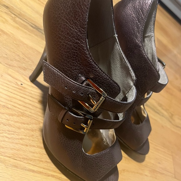 Michael Kors Brown Stiletto Heels with Peep-Toe - Picture 1 of 5